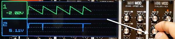 AJH Synth Dual LFO Shape Sawtooth Negative Pulse