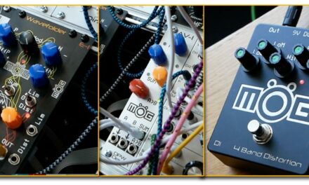 DPW Design: preview of MOG WF-1 and AV-1 eurorack modules plus D1 4Band Distortion Pedal.